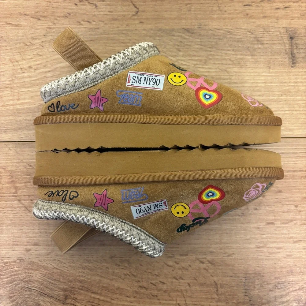 STEVE MADDEN TJordye Slipper Cognac Tan Kids Size 11 Suede Patches Clog Comfort